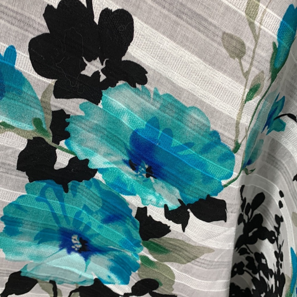 Avenue Dress Blue Black Midi Floral 18 Lined Sleeveless V-Neck Back Zipper - Picture 7 of 16